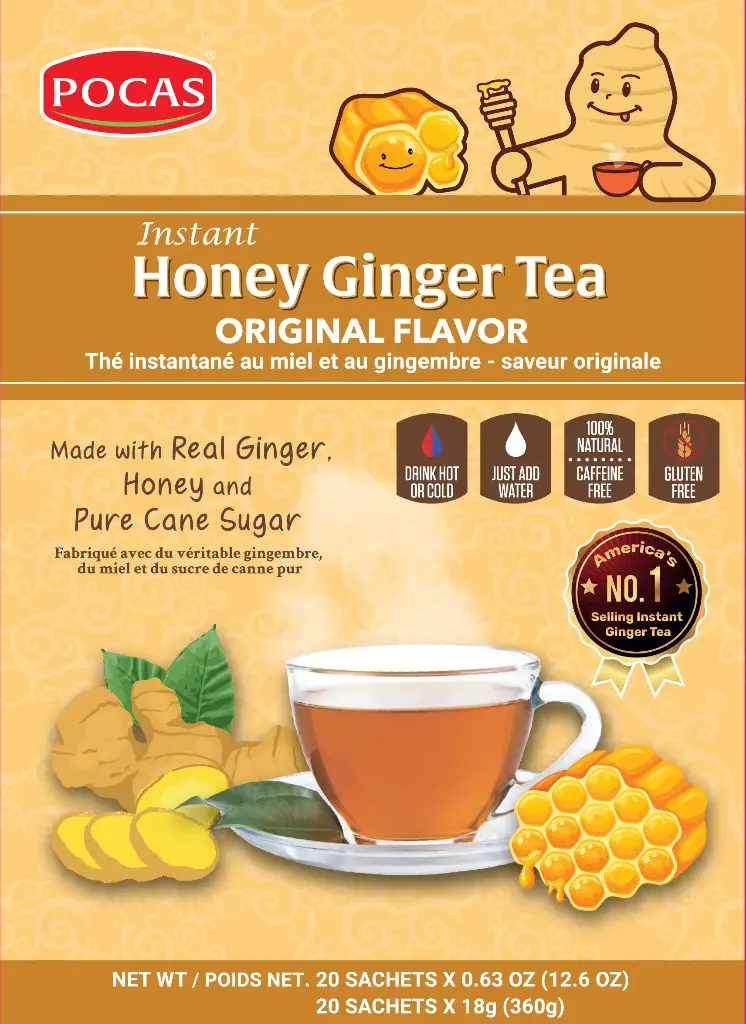 [GIN121] POCAS HONEY GINGER TEA ORIGINAL 12X20PK/18G